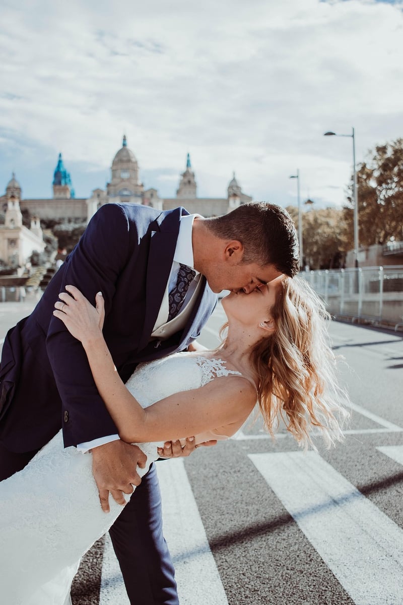 Bride and Groom in Wedding Attire